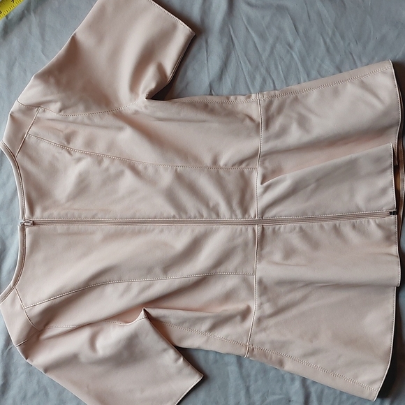DENNIS BASSO faux leather like new pink top, 10-14 - Picture 10 of 15